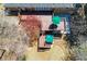 Aerial view of backyard featuring large deck, patio, and vibrant landscaping at 1564 Pedro Sw Dr, Mableton, GA 30126