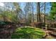 Landscaped backyard featuring mature trees, well-maintained lawn, and flower beds at 4370 Landover Way, Suwanee, GA 30024