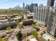 High-angle view showing property, city skyline, residential street and neighborhood at 1078 Piedmont Ne Ave # 203, Atlanta, GA 30309