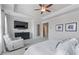 Spacious main bedroom includes sitting area, trey ceiling, ceiling fan and flat screen TV at 5018 Towneship Creek Rd, Roswell, GA 30075
