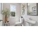 Stylish half bathroom with vessel sink, modern fixtures, and decorative wall art at 113 Chestnut Trce # 8, Hapeville, GA 30354