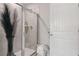 Contemporary bathroom featuring a glass-enclosed shower, stylish decor, and a clean, modern design at 113 Chestnut Trce # 8, Hapeville, GA 30354