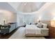 Spacious primary bedroom featuring a seating area, tray ceiling, and hardwood floors at 2005 Westbourne Way, Alpharetta, GA 30022
