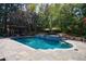 Backyard area features a spacious pool, shaded lounge area, and lush greenery for a serene outdoor experience at 2005 Westbourne Way, Alpharetta, GA 30022