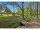 Picturesque backyard with a small wooden bridge, lush greenery, and natural landscaping at 6317 Southland Forest Dr, Stone Mountain, GA 30087
