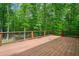 A spacious wooden deck surrounded by a lush green forest provides a private outdoor retreat at 100 Oakwind Pkwy, Canton, GA 30114