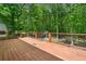 Wooden deck area in a wooded backyard with railings at 100 Oakwind Pkwy, Canton, GA 30114