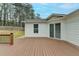 Spacious wooden deck with white siding and sliding glass door offers outdoor living at 5155 Rosestone Nw Dr, Lilburn, GA 30047