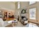 Bright living room with fireplace, large windows, and open layout to the kitchen and dining area at 5190 Deerlake Dr, Alpharetta, GA 30005