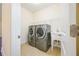 Convenient laundry room featuring a new washer and dryer and a utility sink at 1096 Holly Ave, Atlanta, GA 30338