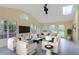 Staged sunroom with vaulted ceilings, skylight, many windows, and furniture for inspiration at 3474 Castleridge Dr, Tucker, GA 30084