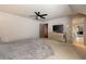 Bedroom features a large window, ceiling fan, and modern decor at 3720 River Mansion Dr, Peachtree Corners, GA 30096