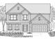 Traditional two-story house with brick and stone accents, showcasing a welcoming front porch and attached garage at 3866 Kastler Dr, South Fulton, GA 30349