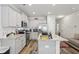 Well-lit kitchen featuring stainless steel appliances, gray cabinetry, and a breakfast bar at 1901 Creel Ln, Atlanta, GA 30349