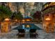 Beautiful backyard pool with stone columns, fire bowls, and lounging area at 2461 Oak Grove Ne Ests, Atlanta, GA 30345