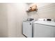 Laundry room includes a new washer and dryer, with shelving providing storage at 57 Sorghum Ct, Dallas, GA 30157