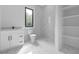 Contemporary bathroom with marble-look tiles, sleek vanity, and glass-enclosed shower at 3240 Miller Bottom Rd, Conyers, GA 30012