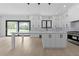 Spacious kitchen with white cabinetry, large island, stainless steel appliances, and backyard view at 3240 Miller Bottom Rd, Conyers, GA 30012