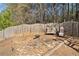 Backyard with wooden fence, sitting area, and cozy fire pit at 548 Lawton Bridge Sw Rd, Smyrna, GA 30082