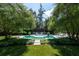 A luxurious backyard oasis with a sparkling pool and a shaded lounge area for ultimate relaxation and outdoor living at 5495 Mount Vernon Pkwy, Atlanta, GA 30327
