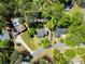 Aerial view of the property with property lines, showing the house and neighborhood at 110 Myers Dr, Alpharetta, GA 30009