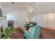 Relaxing living room with a fireplace, vaulted ceilings, and an open layout at 539 Creekview Overlook, Stockbridge, GA 30281