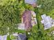 Aerial view of home featuring backyard, patio area, lush trees, and driveway at 215 Collum Nw St, Atlanta, GA 30314