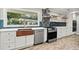 Bright kitchen features stainless appliances, copper sink and backsplash details at 215 Collum Nw St, Atlanta, GA 30314