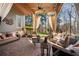 Inviting covered patio featuring comfortable seating, elegant curtains, and a tranquil outdoor ambiance at 2160 Bradley Trl, Cumming, GA 30041