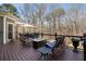 Cozy outdoor deck with comfortable seating around a fire pit, perfect for entertaining at 2160 Bradley Trl, Cumming, GA 30041