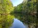 Still pond reflecting the lush surrounding trees and sky at 106 Maple St, Roswell, GA 30075