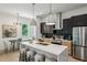 Modern kitchen features a large island with seating, stainless steel appliances, and stylish lighting at 1792 Charles Nw Pl, Atlanta, GA 30318