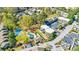 Aerial shot of the community showing the tennis court, pool, parking, and apartments at 13 Ivy Ne Sq, Atlanta, GA 30342