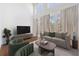 Bright living room features high ceilings, large windows, neutral decor, and comfortable seating arrangement at 1221 Caroline Ne St # 201, Atlanta, GA 30307