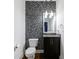 Stylish powder room featuring mosaic tile accent wall and granite vanity at 1221 Caroline Ne St # 201, Atlanta, GA 30307