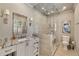 Stylish bathroom with marble countertop, a glass-enclosed shower, and refined fixtures for a luxurious feel at 3540 Tuxedo Nw Rd, Atlanta, GA 30305