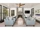 Comfortable living room offers plenty of seating around a stone fireplace and large windows at 3540 Tuxedo Nw Rd, Atlanta, GA 30305
