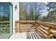 Outdoor balcony with wood railing and views of the surrounding trees and neighborhood at 1800 Charles Nw Pl, Atlanta, GA 30318