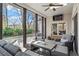 Relaxing screened porch with comfortable seating and views of the backyard at 417 Lynne Cir, Alpharetta, GA 30009