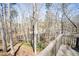 Backyard view from the deck, showcasing the lush greenery and a stream running through the heavily wooded area at 812 Burning Tree Se Ct, Marietta, GA 30067