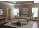 The bright main bedroom offers a tray ceiling and large windows for natural light at 3124 Bentgrass Ln, Kennesaw, GA 30144