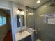 Modern bathroom featuring a sleek glass shower, updated vanity, and contemporary finishes at 445 Royal Oaks Ter, Stone Mountain, GA 30087
