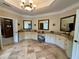 Large bathroom with double vanity, tile floors, granite countertops, and custom cabinetry at 2698 Bonar Hall Path, Duluth, GA 30097
