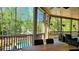 Relaxing screened porch with dining area and views of the outdoor pool and lush greenery at 2698 Bonar Hall Path, Duluth, GA 30097
