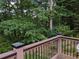 View from the outdoor deck surrounded by greenery and mature trees at 1673 Chadwick Ridge Dr, Lawrenceville, GA 30043