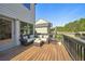 A relaxing back deck with comfortable seating area offers views of the fenced backyard at 6825 Concord Brook Ln, Cumming, GA 30028