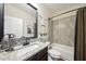 Stylish bathroom featuring granite countertop, tiled shower, and modern fixtures, creating a relaxing and elegant space at 6825 Concord Brook Ln, Cumming, GA 30028