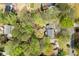 Aerial view of the property showcasing its location in a lush, wooded neighborhood with mature trees at 2115 Hawthorne Pt, Marietta, GA 30062