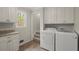 Convenient laundry room featuring modern washer, dryer, storage cabinets and a granite countertop at 2115 Hawthorne Pt, Marietta, GA 30062