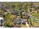 An aerial view of a charming single-Gathering home with a well-maintained lawn nestled in a lush, wooded neighborhood at 570 Glen Eagles Se Cir, Marietta, GA 30067
